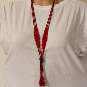 Elegant Red Beaded Necklace